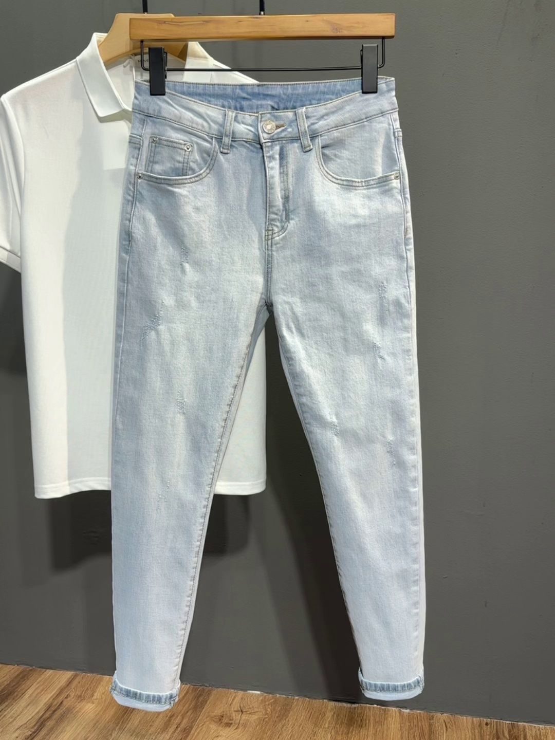 Streetwear Brand Cat - Zomer gewassen lichtblauw gewassen jeans heren