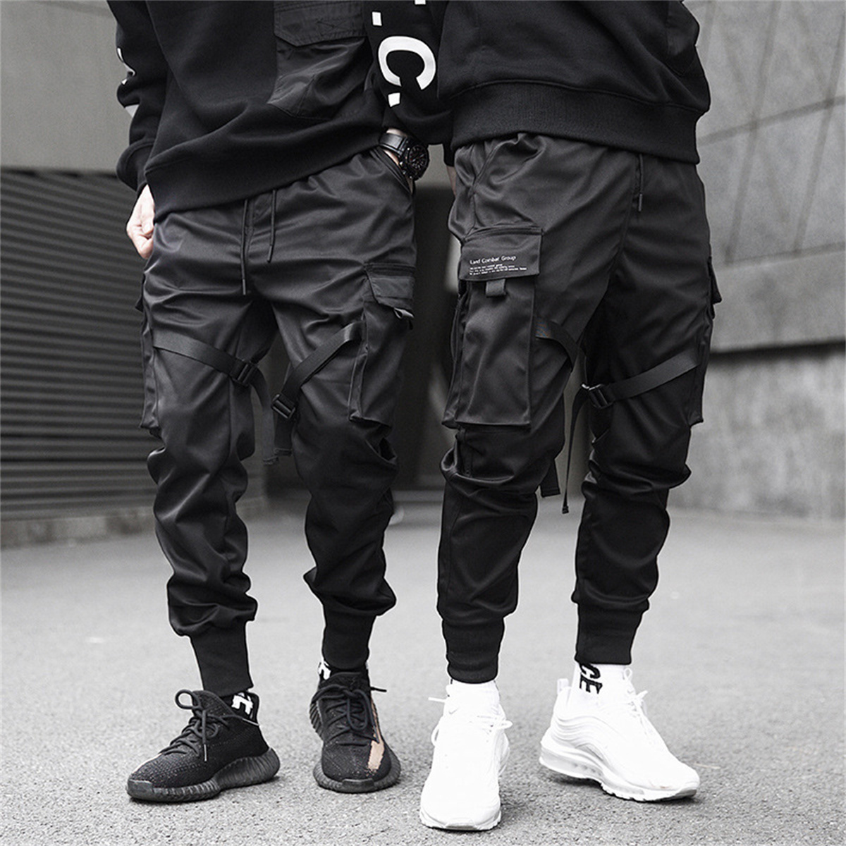 Streetwear Brand Marketing - Zwarte Hiphop Cargo Broek Zomer Veelzijdige