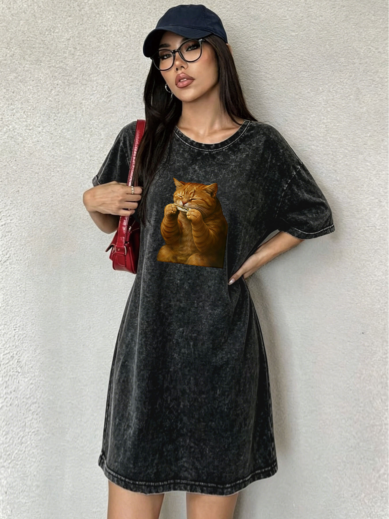 Vintage gewassen distressed T- - Streetwear Brand Cat recensie en prijs