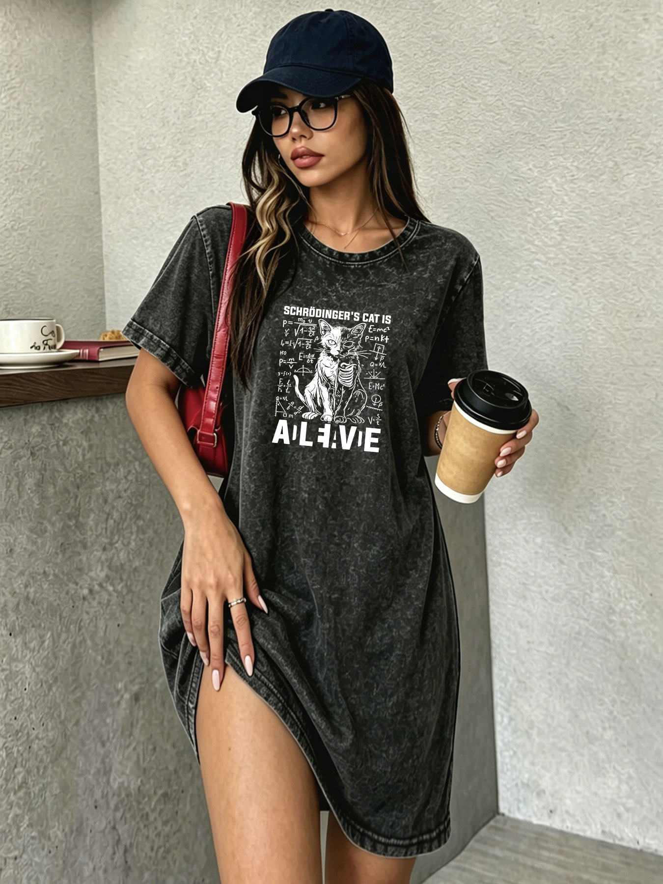 Vintage gewassen distressed T- - Streetwear Brand Cat recensie en prijs